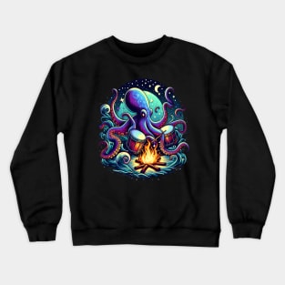 Octopus playing drums Percussive Sea Symphony Crewneck Sweatshirt